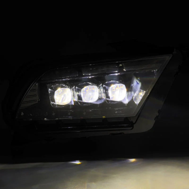 AlphaRex 13-14 Ford Mustang NOVA-Series LED Projector Headlights Blk w/Activ Lght & Seq.Sig / SB DRL - Installation View