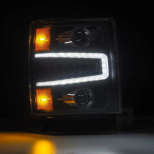 Load image into Gallery viewer, AlphaRex 14-15 Chevy 1500 PRO-Series Projector Headlights Black w/ Sequential Signal &amp;  DRL - Back View