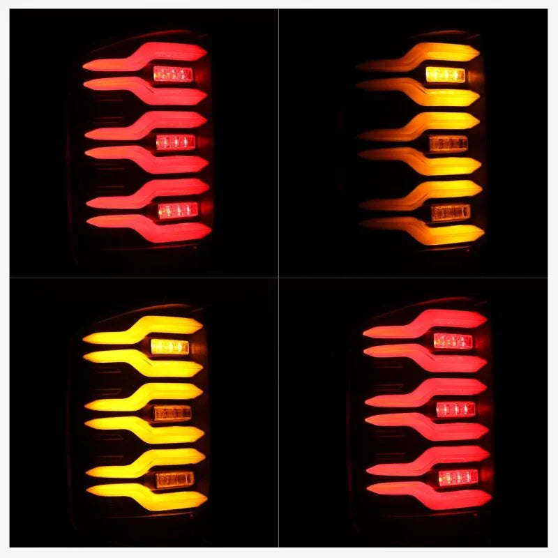 AlphaRex 14-18 Chevrolet Silverado Luxx-Series LED Tail Lights Black w/Activ Light/Seq Signal - Side View