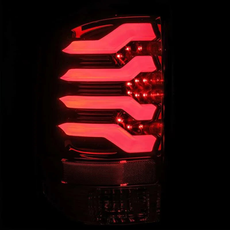 AlphaRex 14-18 GMC Sierra 1500 PRO-Series LED Tail Lights Red Smoke - Installation View