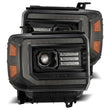 Load image into Gallery viewer, AlphaRex 14-18 GMC Sierra LUXX LED Proj Headlights Plnk Style Alpha Blk w/Activ Light/Seq Signal/DRL - Main Product View