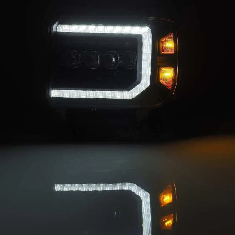 AlphaRex 14-18 GMC Sierra NOVA LED Proj Headlights Plank Style Black w/Activ Light/Seq Signal/DRL - Back View