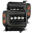 Load image into Gallery viewer, AlphaRex 14-18 GMC Sierra NOVA LED Proj Headlights Plnk Style Alpha Blk w/Activ Light/Seq Signal/DRL - Main Product View