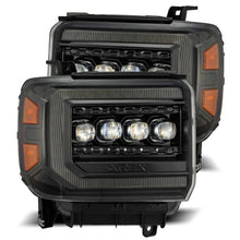 Load image into Gallery viewer, AlphaRex 14-18 GMC Sierra NOVA LED Proj Headlights Plnk Style Alpha Blk w/Activ Light/Seq Signal/DRL - Main Product View