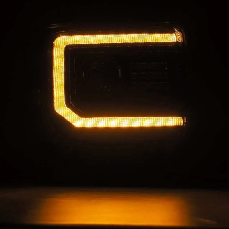 AlphaRex 14-18 GMC Sierra PRO-Series Proj Headlights Plank Alpha Blk w/Activ Light/Seq Signal/DRL - Side View