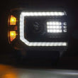 Load image into Gallery viewer, AlphaRex 14-18 GMC Sierra PRO-Series Proj Headlights Plank Alpha Blk w/Activ Light/Seq Signal/DRL - Installation View