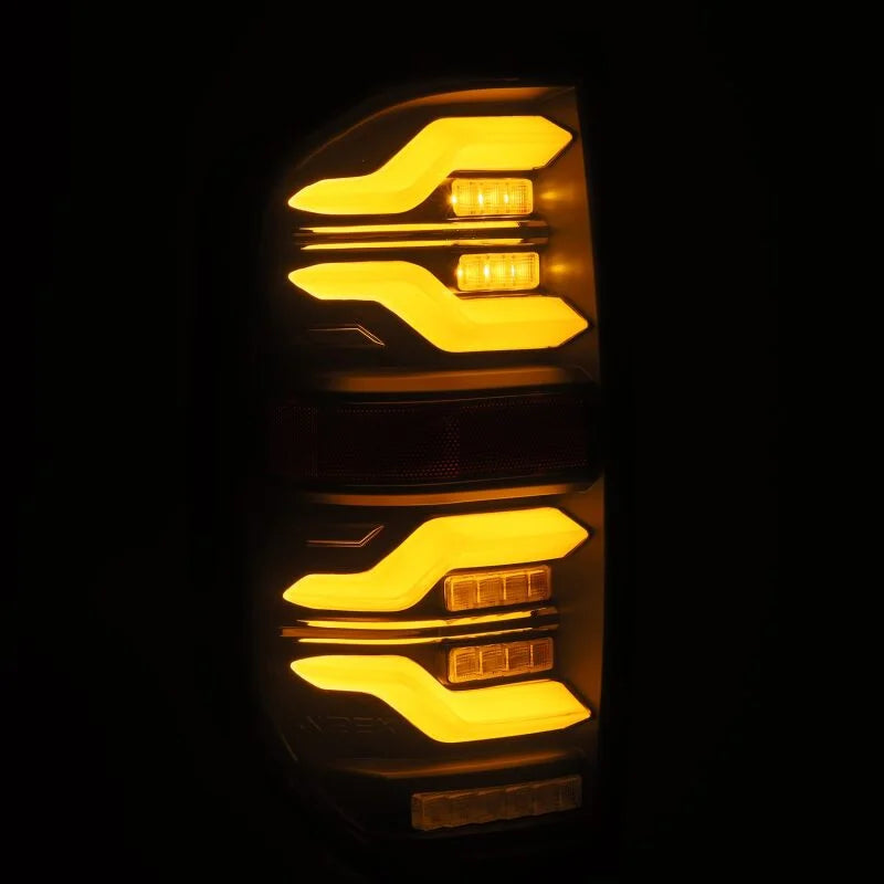 AlphaRex 14-21 Toyota Tundra LUXX LED Taillights Alpha Blk w/Activ Light/Seq Signal - Back View