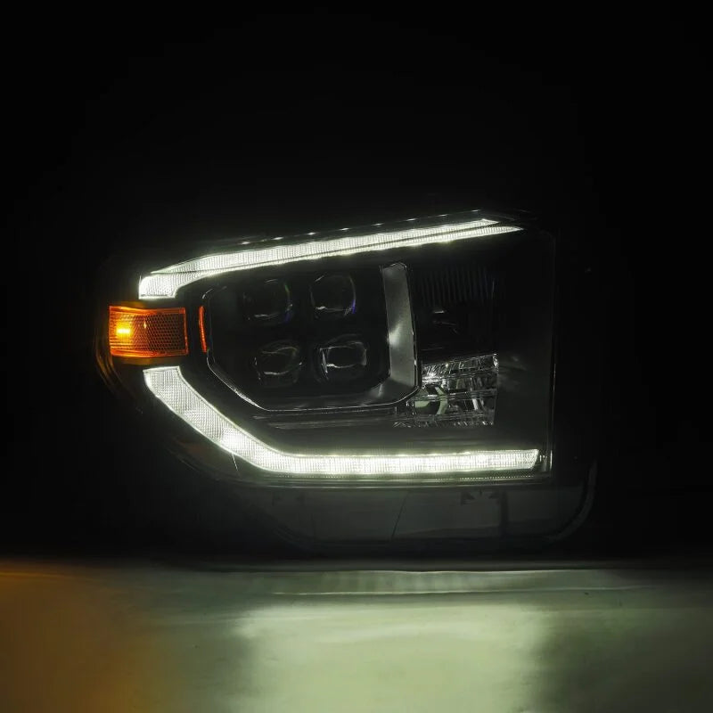AlphaRex 14-21 Toyota Tundra NOVA-Series LED Proj Headlights Alpha-Blk w/Actv Light & Seq. Sig + DRL - Side View