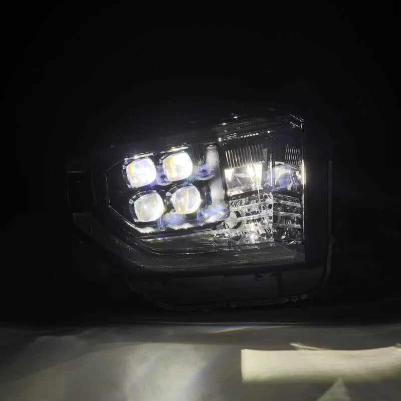 AlphaRex 14-21 Toyota Tundra NOVA-Series LED Proj Headlights Alpha-Blk w/Actv Light & Seq. Sig + DRL - Installation View