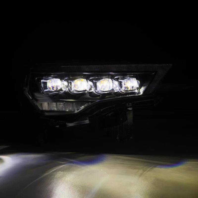 AlphaRex 14-22 Toyota 4Runner (2021 Req. Conv) NOVA LED Proj HL Blk w/Actv Light & Seq. Sig + SB DRL - Back View
