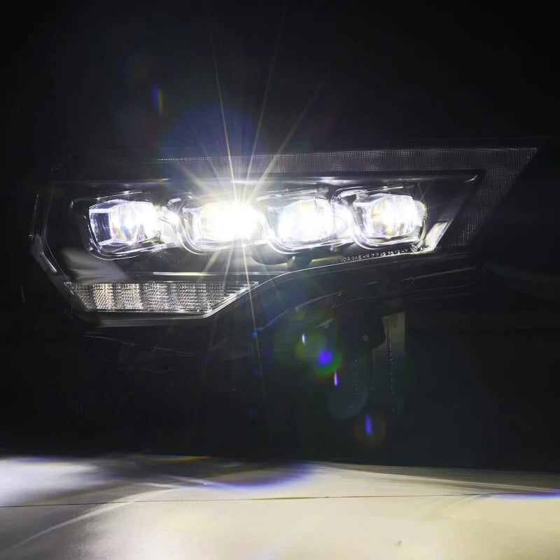 AlphaRex 14-22 Toyota 4Runner (2021 Req. Conv) NOVA LED Proj HL Blk w/Actv Light & Seq. Sig + SB DRL - Installation View