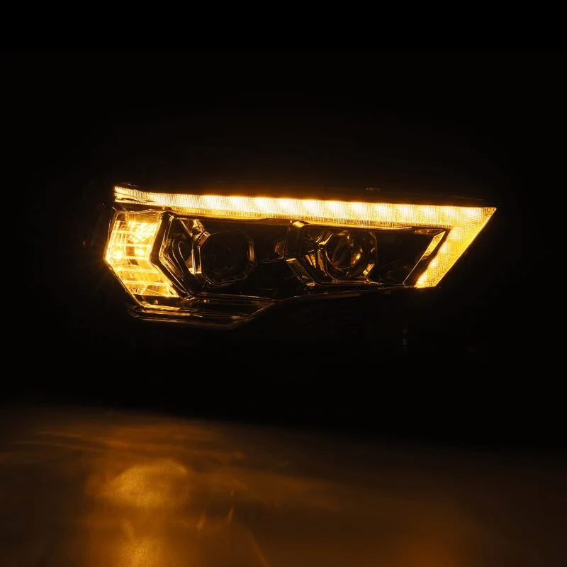 AlphaRex 14-22 Toyota 4Runner LUXX-Series LED Proj Headlights Chrome w/Actv Light & Seq. Sig + DRL - Back View