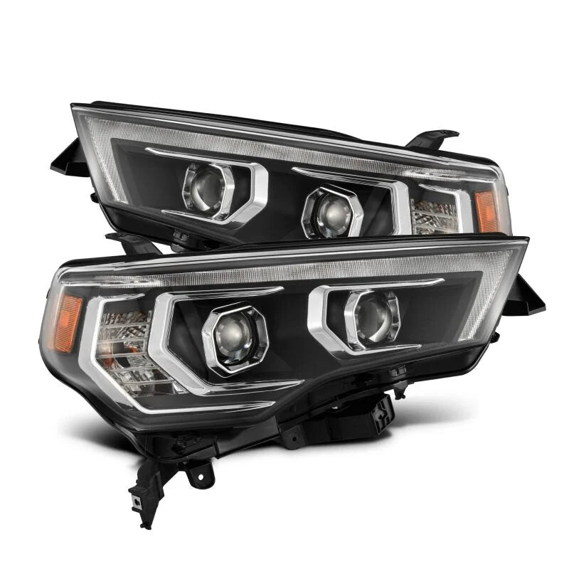 AlphaRex 14-22 Toyota 4Runner PRO-Series Projector Headlights Black w/Seq. Sig. + DRL - Main Product View