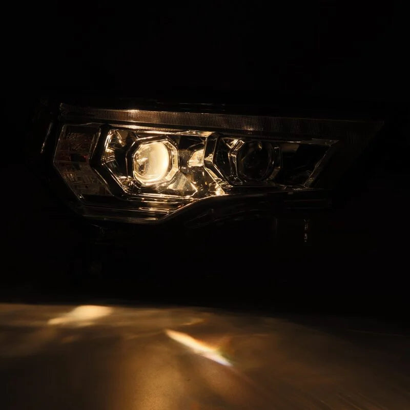 AlphaRex 14-22 Toyota 4Runner PRO-Series Projector Headlights Black w/Seq. Sig. + DRL - Back View