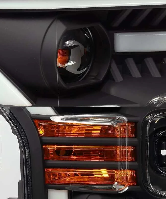 AlphaRex 15-17 Ford F-150 PRO-Series Projector Headlights Plank Style Black w/Activ Light/Seq Signal - Side View