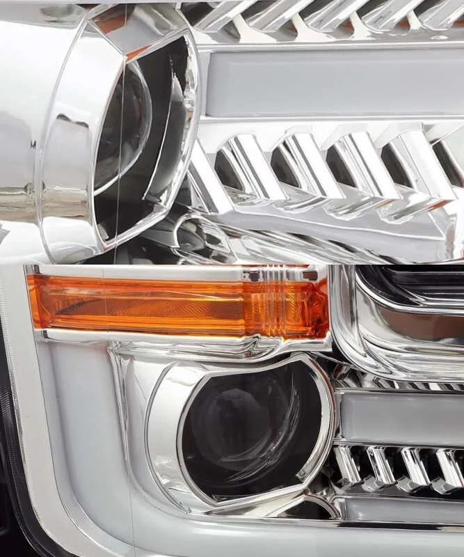 AlphaRex 15-17 Ford F-150 PRO-Series Projector Headlights Plank Style Chrm w/Activ Light/Seq Signal - Side View