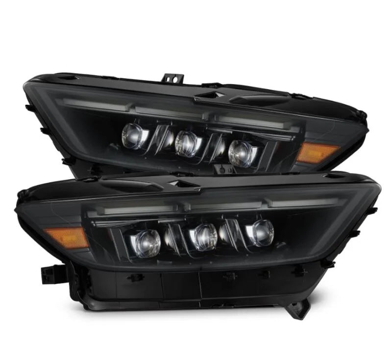AlphaRex 15-17 Ford Mustang NOVA LED Proj Headlights Alpha Black w/Activ Light/Seq Signal/Switch DRL - Main Product View