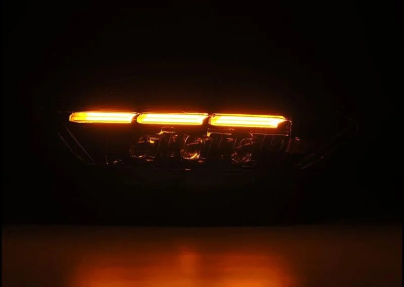 AlphaRex 15-17 Ford Mustang NOVA LED Proj Headlights Alpha Black w/Activ Light/Seq Signal/Switch DRL - Installation View