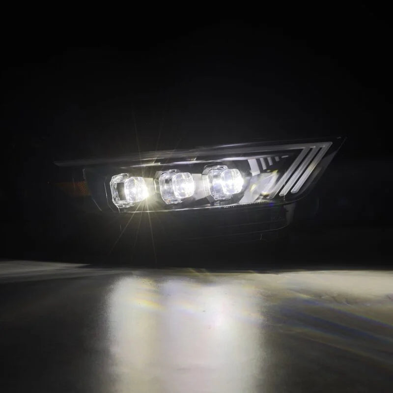 AlphaRex 15-17 Ford Mustang NOVA Series LED Projector Headlights Blk - Back View