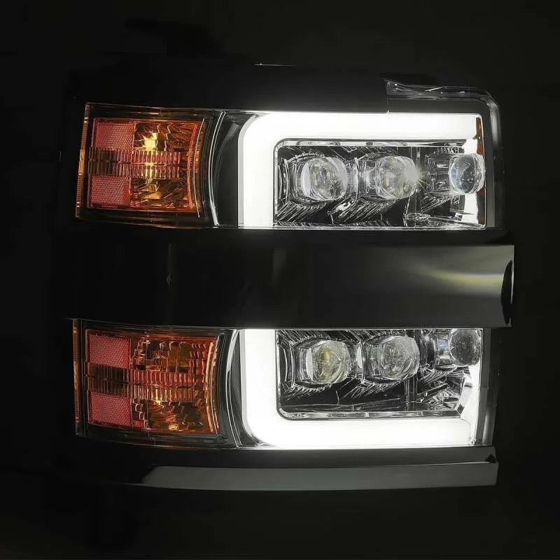AlphaRex 15-18 Chevy 2500HD NOVA LED Proj Headlight Plank Style Jet Blk w/Activ Light/Seq Signal/DRL - Side View