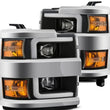 Load image into Gallery viewer, AlphaRex 15-19 Chevy Silverado 2500/3500 LUXX-Series Proj. Headlights Blk w/Actv SeqSig &amp; SBDRL - Main Product View