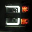 Load image into Gallery viewer, AlphaRex 15-19 Chevy Silverado 2500/3500 LUXX-Series Proj. Headlights Blk w/Actv SeqSig &amp; SBDRL - Back View
