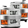Load image into Gallery viewer, AlphaRex 15-19 Chevy Silverado 2500/3500 LUXX-Series Proj. Headlights Chrome w/Actv SeqSig &amp; DRL - Main Product View