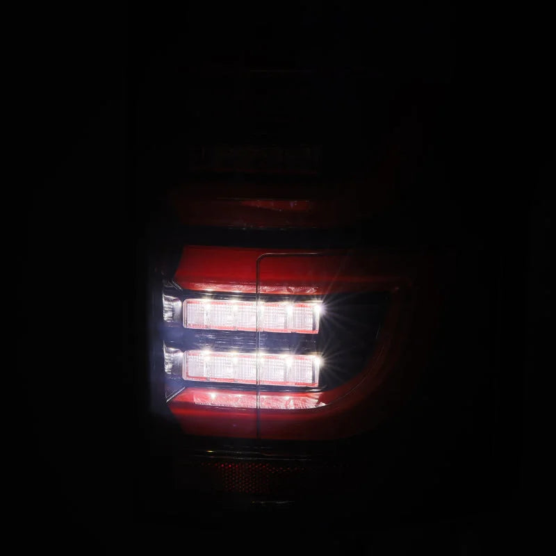 AlphaRex 15-20 Ford F-150 Luxx LED Tail Lights (Pair) Black/Red (Not For Blind Spot Sensor Models) - Side View