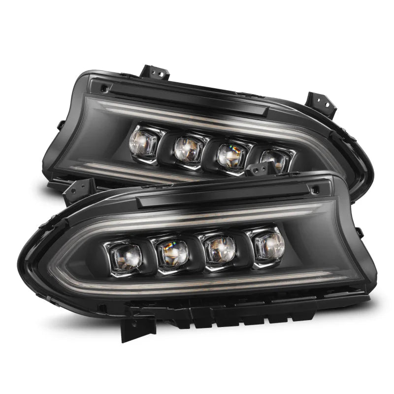 AlphaRex 15-23 Dodge Charger NOVA-Series LED Proj Headlights Blk w/Activtn Light & Seq.Sig / SB DRL - Main Product View