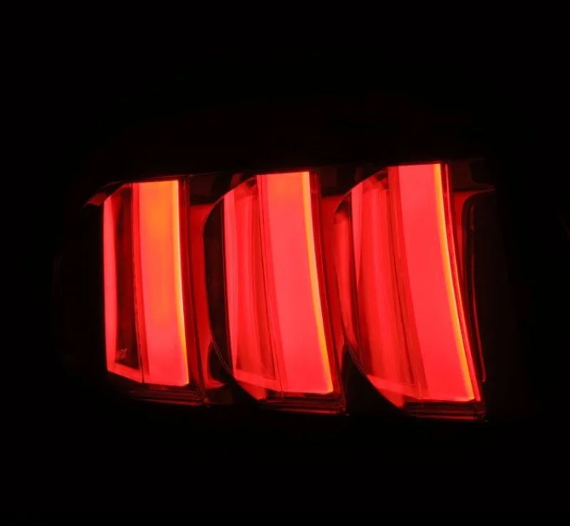 AlphaRex 15-23 Ford Mustang NOVA-Series Prismatic LED Tail Lights Black-Clear - Detail View