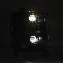 Load image into Gallery viewer, AlphaRex 16-18 Chevy 1500HD LUXX LED Proj Headlights Alpha-BK w/Seq Atv Lgt / SeqSig (Req PN 810023) - Installation View