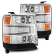 Load image into Gallery viewer, AlphaRex 16-18 Chevy 1500HD LUXX LED Proj Headlights Chrome w/Seq Actv Lgt / Seq Sig (Req PN 810023) - Main Product View