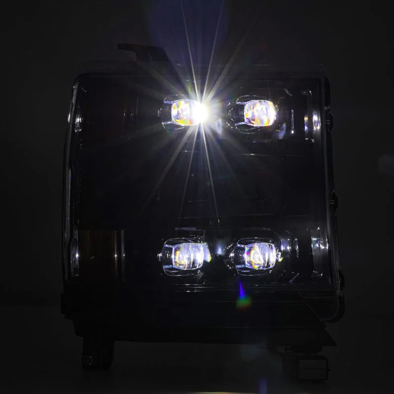 AlphaRex 16-18 Chevy 1500HD NOVA-Series LED Proj Headlghts Alpha BK Atv Lgt/SeqSig & DRL(Req 810023) - Installation View