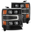 Load image into Gallery viewer, AlphaRex 16-18 Chevy 1500HD NOVA-Series LED Proj Headlights BK w/Actv Lgt/SeqSig &amp; DRL (Req 810023) - Main Product View