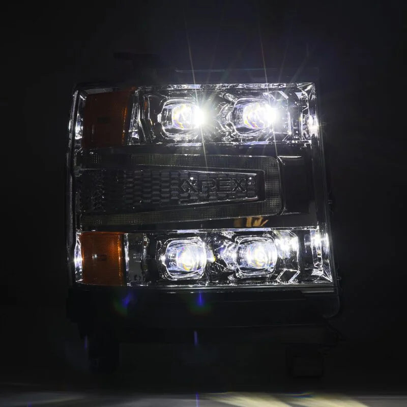 AlphaRex 16-18 Chevy 1500HD NOVA-Series LED Proj Headlights Chrm w/Actv Lgt/SeqSig & DRL(Req 810023) - Side View