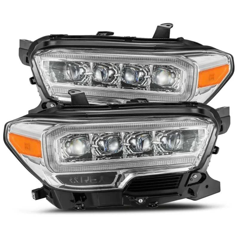 AlphaRex 16-20 Toyota Tacoma NOVA LED Projector Headlights Plank Style Chrome w/Activation Light - Main Product View