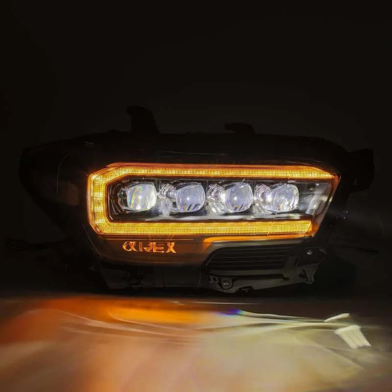 AlphaRex 16-20 Toyota Tacoma NOVA LED Projector Headlights Plank Style Chrome w/Activation Light - Side View