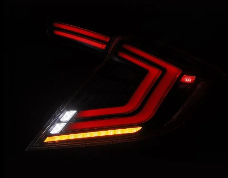 AlphaRex 16-21 Honda Civic Hatchback / Type-R FK8 Nova-Series LED Tail Lights (Pair) - Black - Installation View