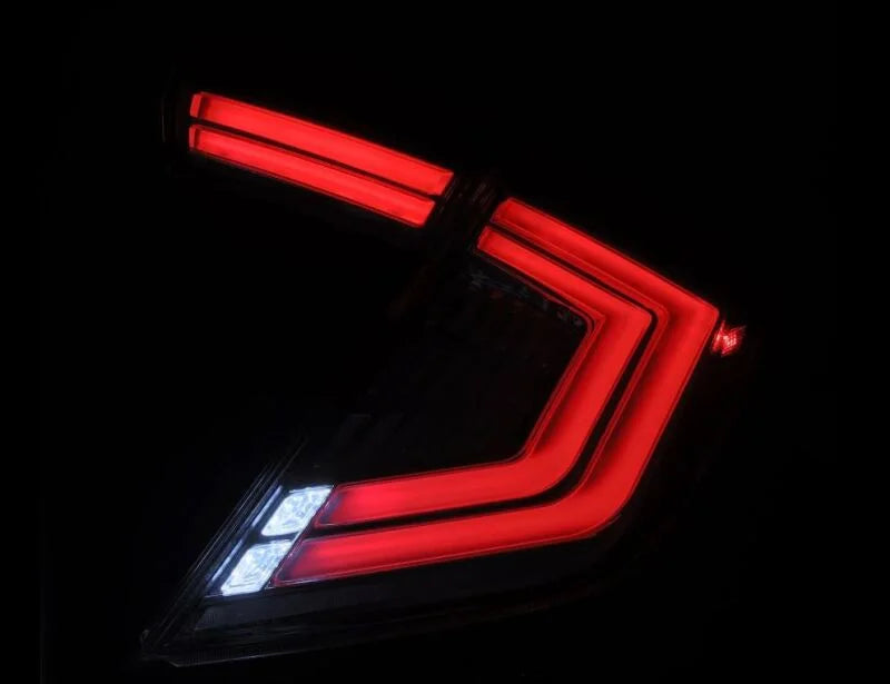 AlphaRex 16-21 Honda Civic Hatchback / Type-R FK8 Nova-Series LED Tail Lights (Pair) - Clear - Installation View