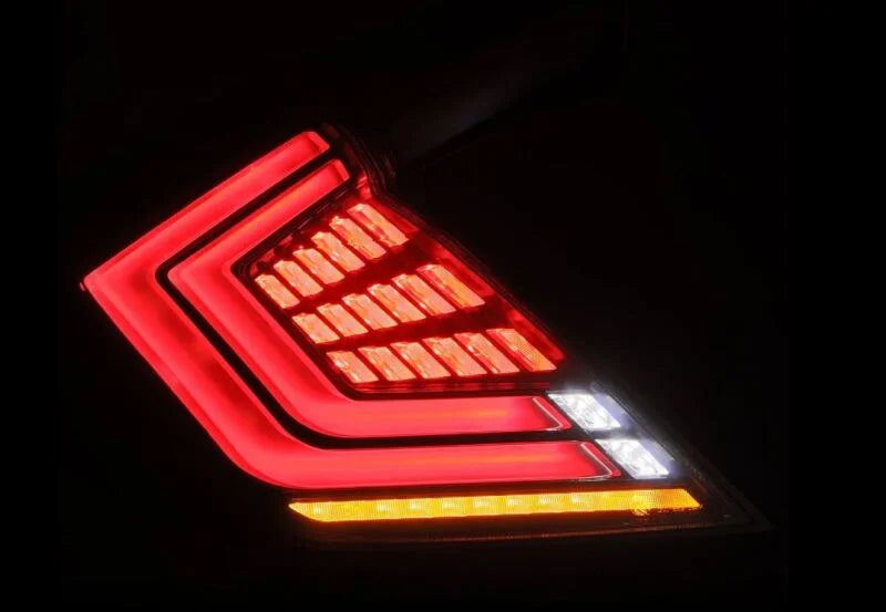 AlphaRex 16-21 Honda Civic Hatchback / Type-R FK8 Nova-Series LED Tail Lights - Black Smoke - Back View