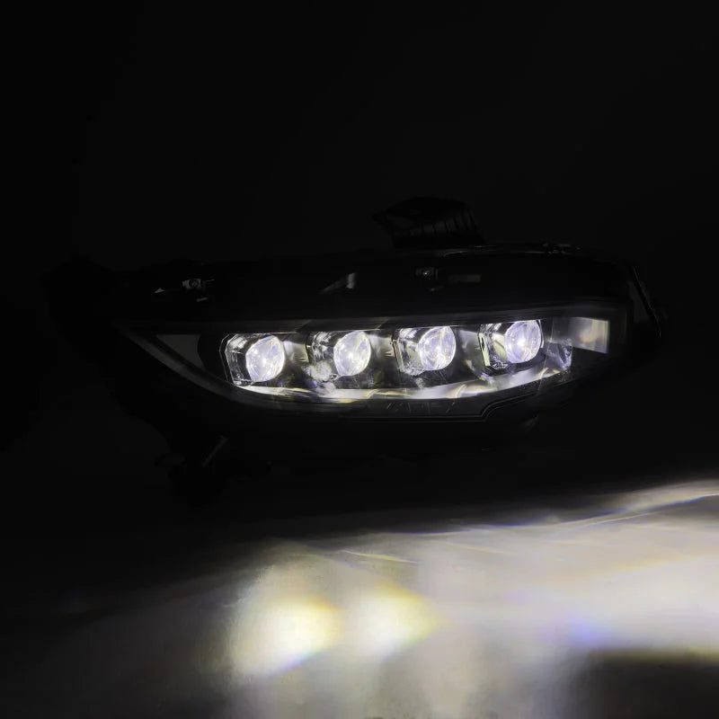 AlphaRex 16-21 Honda Civic NOVA-Series LED Proj Headlights Blk w/Activation Light & Seq.Sig / SB DRL - Back View