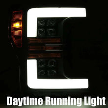 Load image into Gallery viewer, AlphaRex 17-19 Ford F-250 SD NOVA LED Proj Headlights Plank Style Gloss Blk w/Activ Light/Seq Signal - Installation View