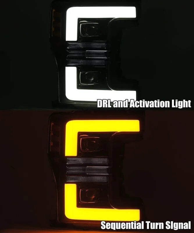 AlphaRex 17-19 Ford F-250 SD PRO-Series Proj Headlights Plank Style Black w/Activ Light/Seq Signal - Additional View 5