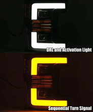 Load image into Gallery viewer, AlphaRex 17-19 Ford F-250 SD PRO-Series Proj Headlights Plank Style Chrome w/Activ Light/Seq Signal - Installation View