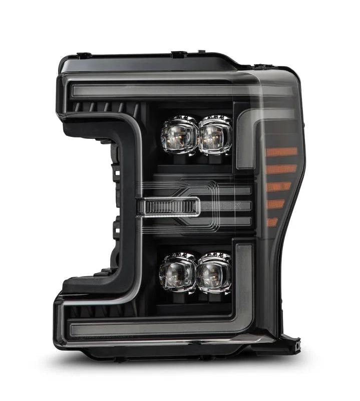AlphaRex 17-19 Ford F-250/350/450 SD NOVA-Series LED Proj Headlights Alpha-Bk w/Acv Light SS & SBDRL - Main Product View