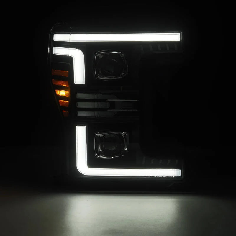 AlphaRex 17-19 Ford F-250/350/450/550 Super Duty LUXX-Series LED Proj Headlights Blk w/SS & SBDRL - Additional View 5