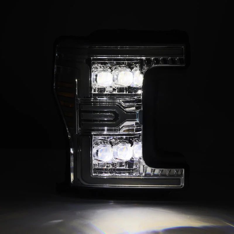 AlphaRex 17-19 Ford F-250/350/450/550 Super Duty NOVA-Series LED Proj Headlights Chrome w/SS & SBDRL - Side View