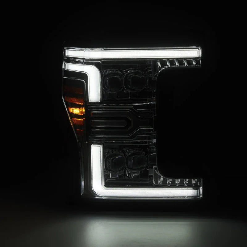 AlphaRex 17-19 Ford F-250/350/450/550 Super Duty NOVA-Series LED Proj Headlights Chrome w/SS & SBDRL - Installation View