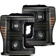 Load image into Gallery viewer, AlphaRex 17-19 Ford F-250/350/450/550 Super Duty PRO-Series Proj Headlights Alpha-Bk w/SS &amp; DRL - Main Product View