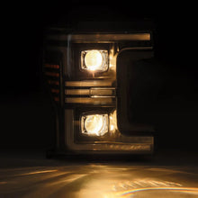 Load image into Gallery viewer, AlphaRex 17-19 Ford F-250/350/450/550 Super Duty PRO-Series Proj Headlights Alpha-Bk w/SS &amp; DRL - Back View